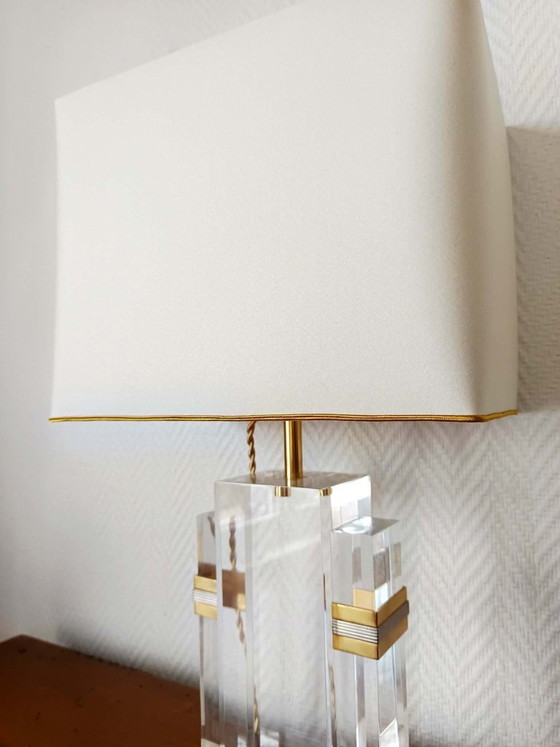 Image 1 of 2x Hollywood Regency Plexiglas Lampen 1970