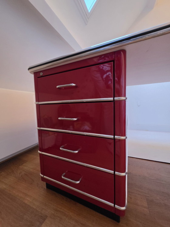 Muller vintage Desk with 8 drawers, Metal, Chrome, Black (photo 2 of 12)