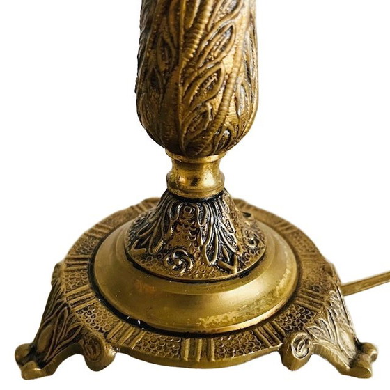 Image 1 of Antiker Jugendstil-Lampenfuß aus Messing mit Akanthusmuster, 1910er Jahre