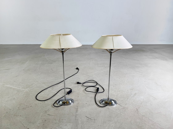 Image 1 of Set di 2 lampade cromate lampada da tavolo stile antico lampada da terra vintage