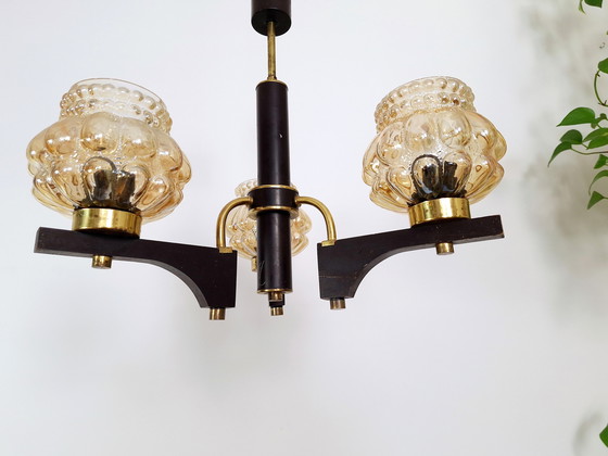 Image 1 of Mid Century Bellenkroonluchter / Vintage Hanglamp / Rustiek Elegant Lichtarmatuur / Joegoslavië jaren 1970 / Hanglamp