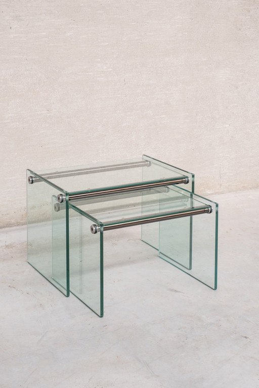 1970s glass nesting tables 