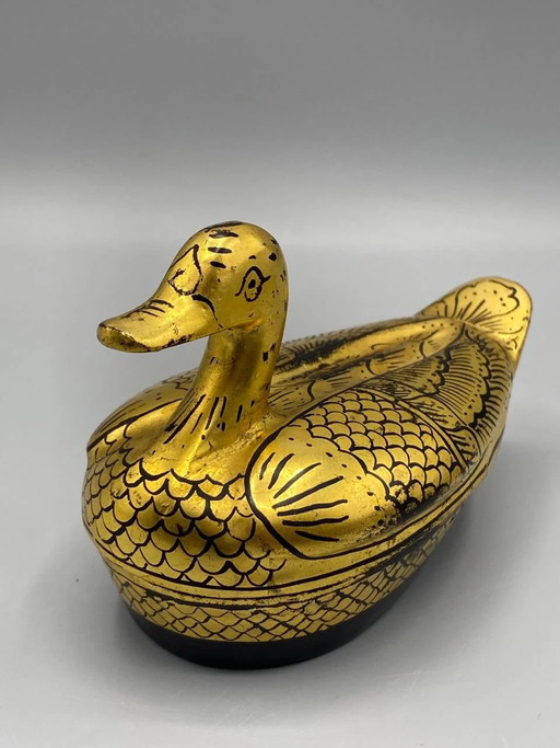 Boîte à canard en bois laqué doré, fabriquée artisanalement en Asie – decoratieve objecten, Wood, Aziatisch