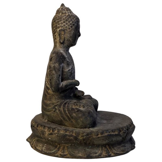 LOTE 122 – Buda tibetano de bronce, figura ritual fragmentaria con signos de uso – Esculturas, Bronze (photo 3 of 10)