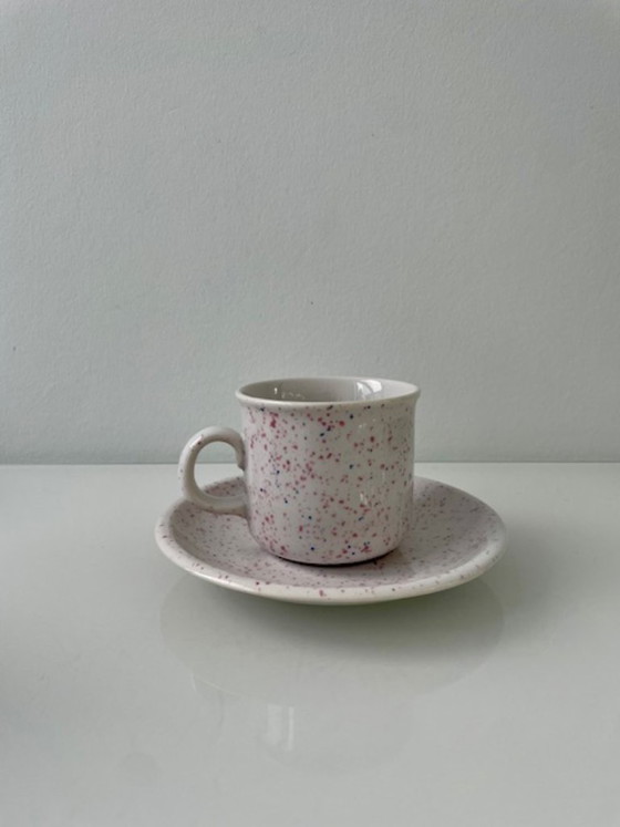 Image 1 of 5-teiliges Tassen- und Untertassenset im postmodernen Terrazzo-Stil – Annaburg