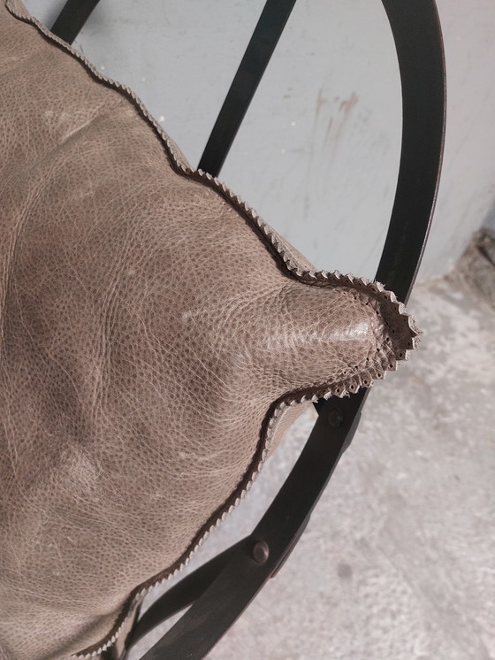 Image 1 of Poltrona in pelle con metallo