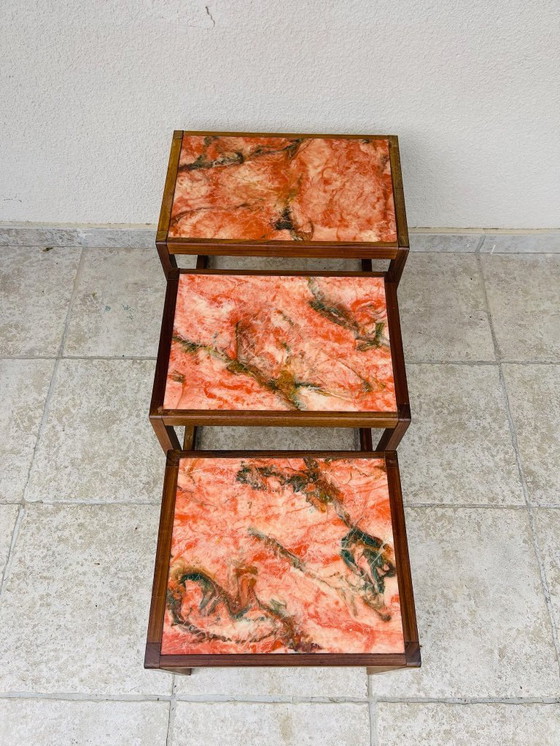 Image 1 of Set of 3 Scandinavian nesting tables in teak, 1960