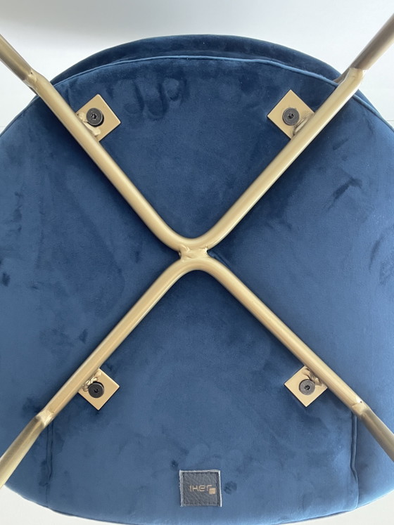 Image 1 of 2x IKER CHERI Bar Trend High Barhocker - Marineblauer Samt