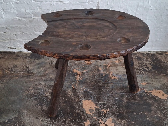 Brutalistischer, handgeschnitzter, hufeisenförmiger Couchtisch, 1960er Jahre – Couchtische, Wood (photo 6 of 8)