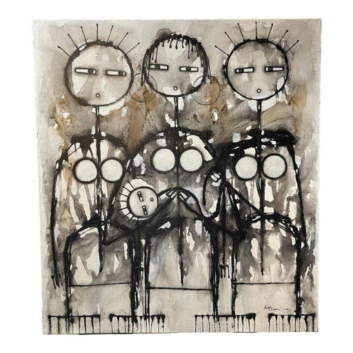 Jean-Pierre Katembwe, Naissance d'une Fille, Huile sur Toile, 2017