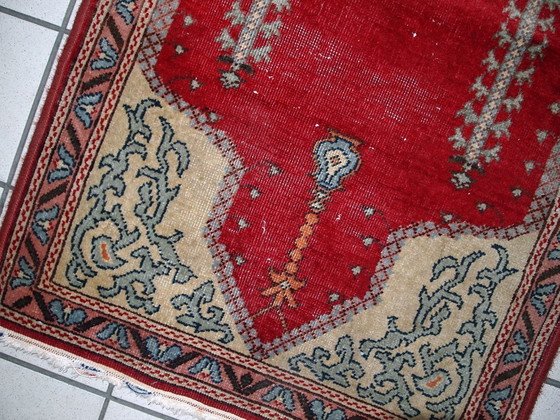 Image 1 of Handgemaakt antiek Turks Konya-tapijt 69 cm x 108 cm (2,9' x 3,5') jaren 1920 - 1C500