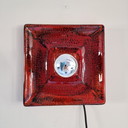 Vintage Square Red Wall Lamp - Wall Lamp Of Ceramic With Orange/Red Glaze - Germany 1970s - Hustadt Leuchten