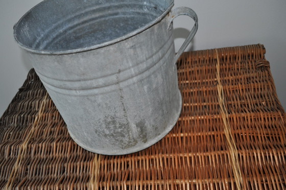 Vaso vintage in zinco galvanizzato, anni '50 – Vasi per piante (photo 2 of 7)