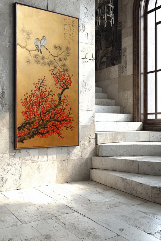 Love Birds J537 - Grande Peinture Originale – Peintures et dessins, Canvas (photo 2 of 14)