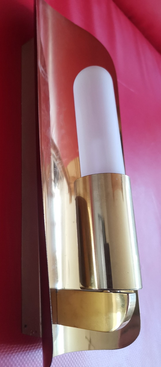 Image 1 of Set di lampade da parete in stile Hollywood Regency, metà secolo, anni '70, ottone dorato