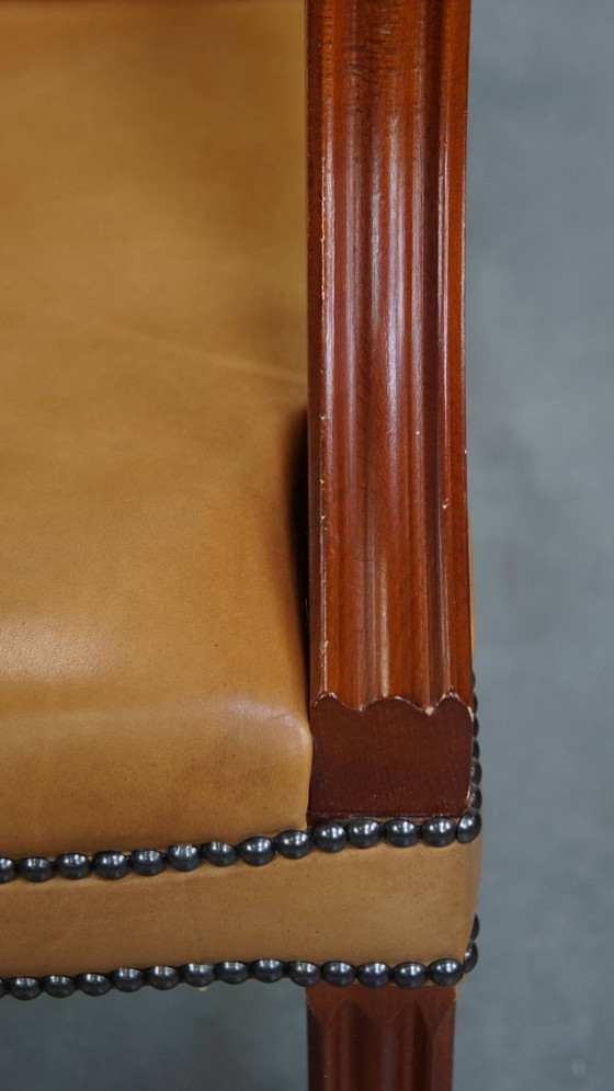 Image 1 of 5x Rundleren chesterfield eetkamer/ vergaderstoel in een lichte cognac kleur