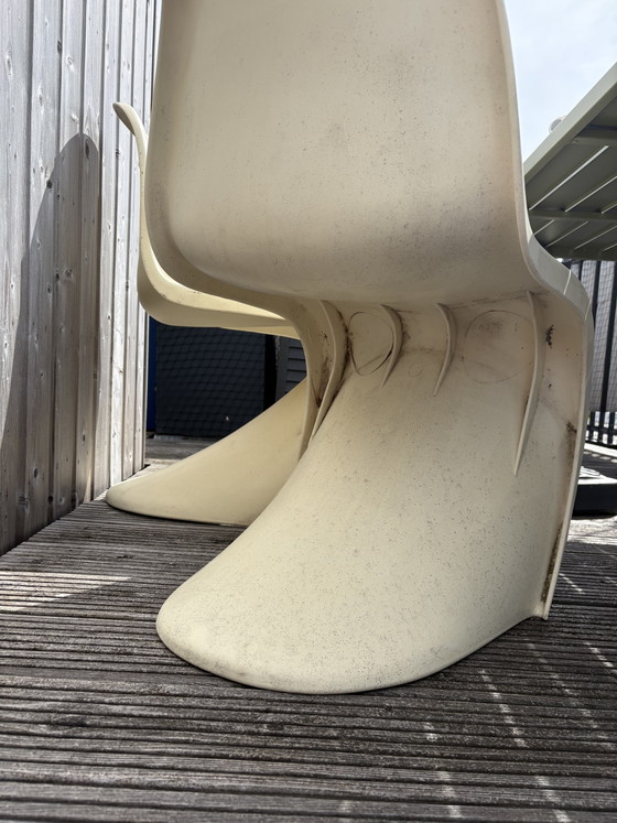 Image 1 of Sedie sintetiche color crema nello stile di Vitra Panton