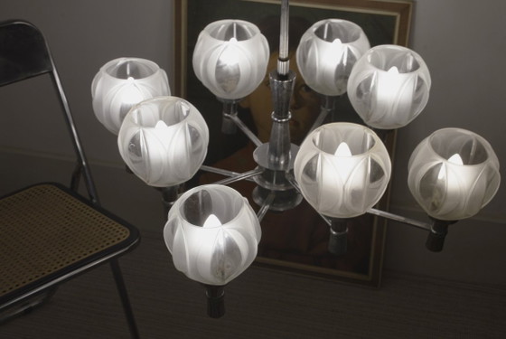 Sputnik Chandelier 8 Light Mid Century Chrome Faceted Glass Globes Ceiling Lamp Space Age Atomic – Metal (photo 52 of 52)