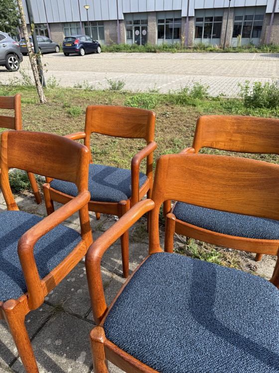 4x Sedie da pranzo restaurate, Juul Kristensen ‘60 – Legno, Tessile (photo 11 of 12)