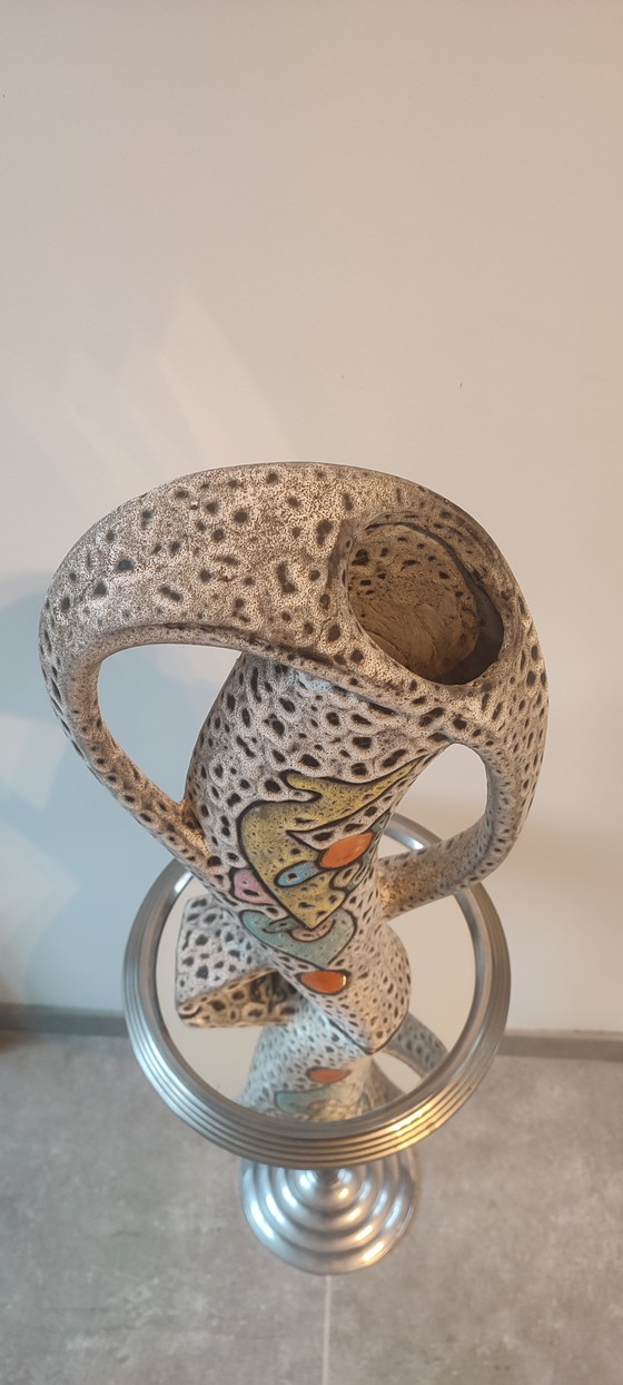 Image 1 of Sculptural Ceramic Vase (43cm) by Marius Bessone, Vallauris (1955-1960)

