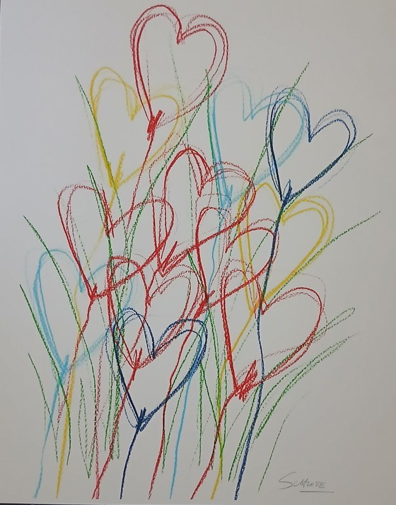 Image 1 of Schlote, Wilhelm - Les Fleurs d'Amour - originele afbeelding - handgesigneerd