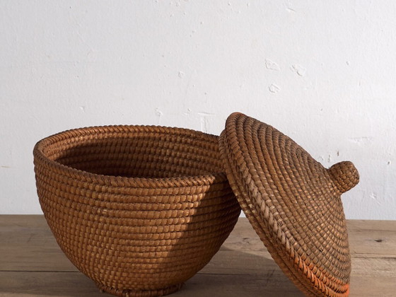 Cesto in rattan intrecciato antico (c.1920) #1 – Oggetti decorativi, Rustic (photo 2 of 10)