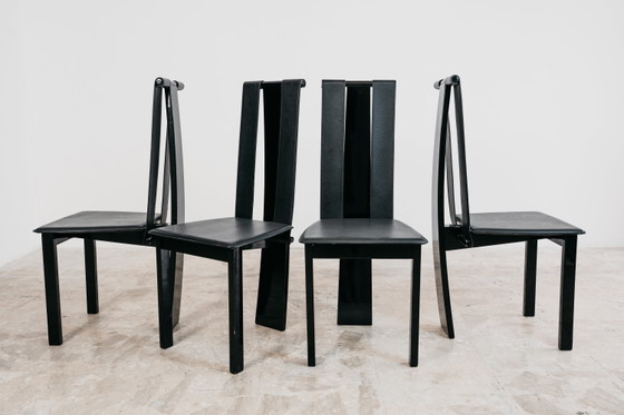 Image 1 of Set aus 4 postmodernen Esszimmerstühlen, Design der 1980er Jahre, moderne Antiquitäten