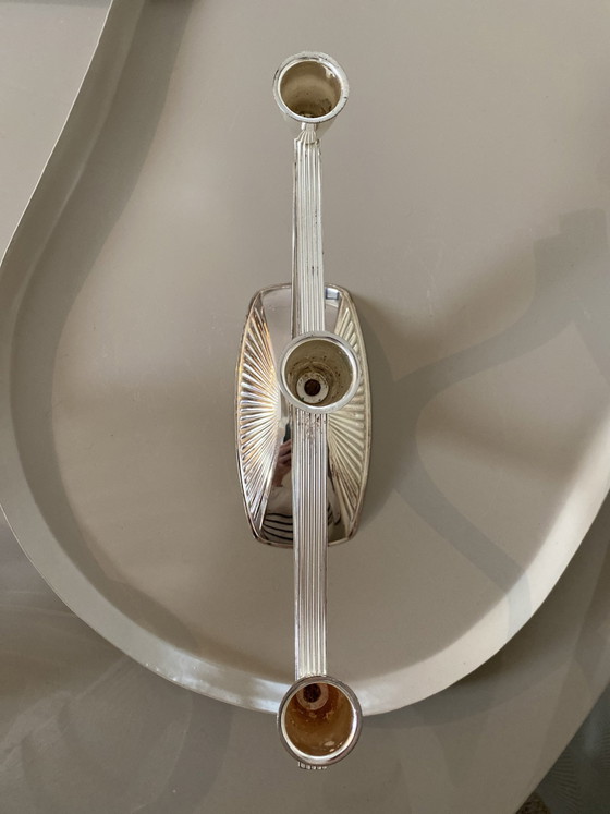 Portacandele Art Déco argentato Quist Germany, Metallo, Argento (foto 4 di 5)