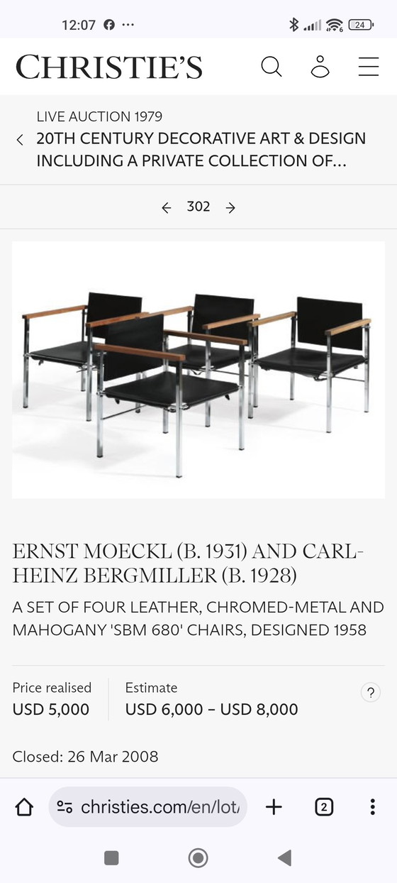 Image 1 of Juego de 2 sillas de cuero con arnés de Wilde & Spieth