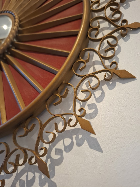 Image 1 of Rare miroir soleil chaty vallauris 42cm verre convexe 1960