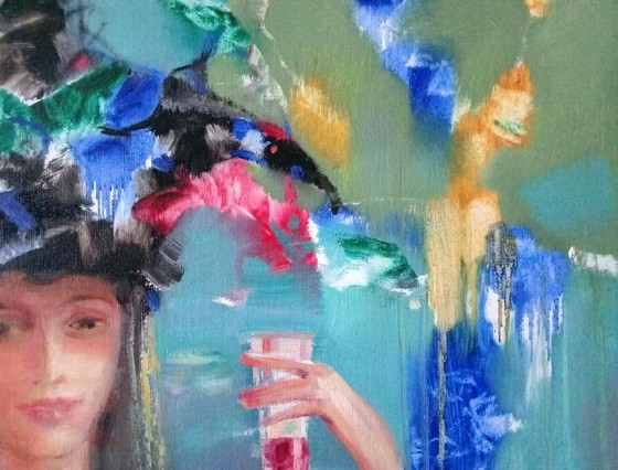 Original Oil Painting Abstract Expressionism Figurative Carnival – Paintings & Drawings, Canvas (photo 7 of 10)