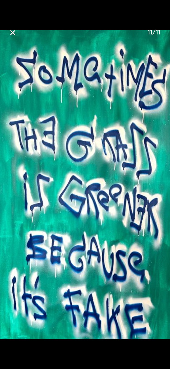 Image 1 of Timo Wedell – Fake Grass – XXL – Original Work (94 x 165 cm) (Including certificate of authenticity)