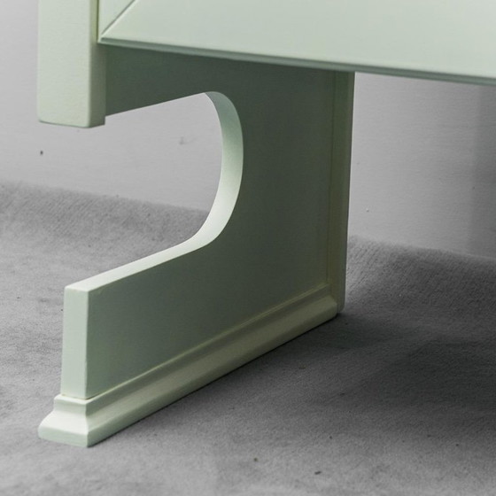 Image 1 of CREDENZA IN LEGNO CON INSERTI IN PELLE VERDE, MODERNARIATO VINTAGE ANNI '60