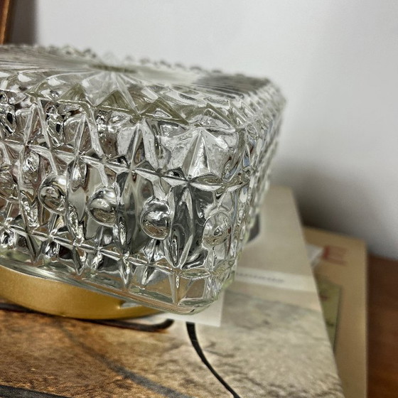 Vintage 1970-1980 small square transparent glass wall/ceiling light, Metal (photo 4 of 9)