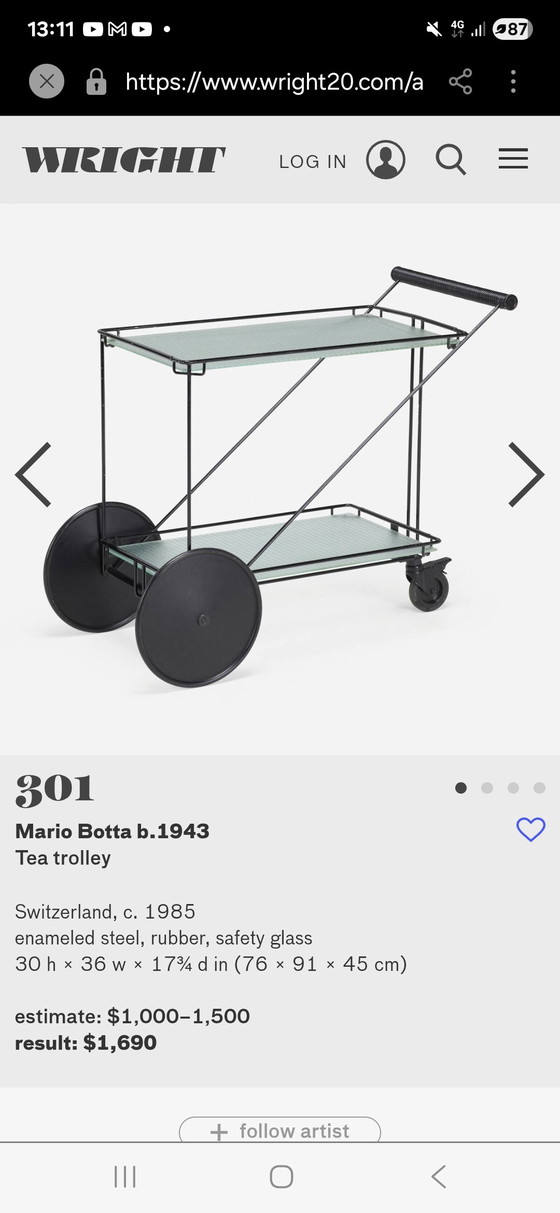 Image 1 of Mario-Botta-Trolley aus den 80er Jahren.