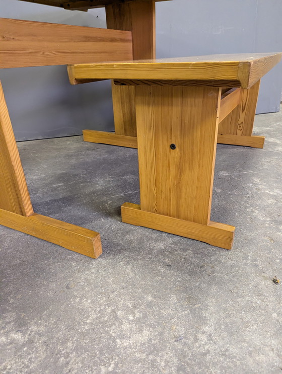 Image 1 of Vintage wooden dining table with bench Taapiovaara