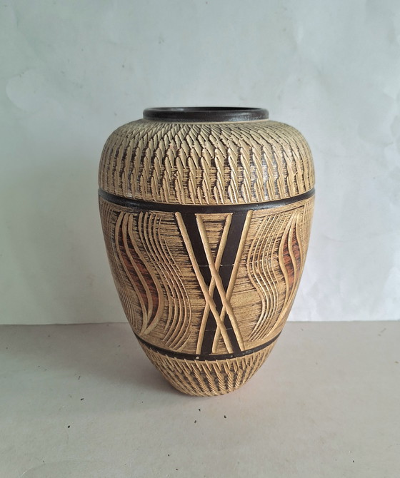 Image 1 of Vaso in terracotta vintage Sawa Keramik Germania tipo Sgraffito. Franz Schaderlapp 1960.