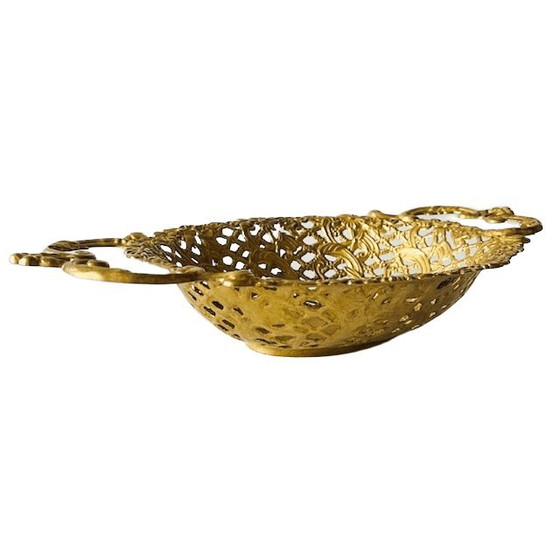 Image 1 of Cesto di frutta in ottone vintage italiano in filigrana barocca, anni '60