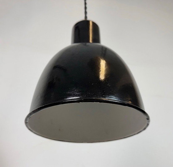 Image 1 of Small Industrial Black Enamel Ceiling Lamp, 1950s