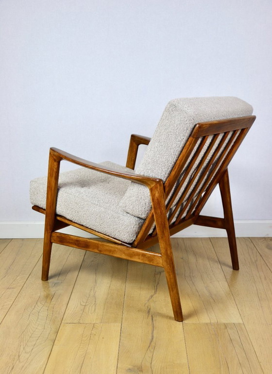Image 1 of PRL armchair "Stefan" wooden beech vintage beige boucle - darker wood