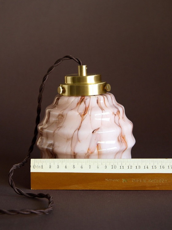 Image 1 of Art Deco roze marmeren draagbare lamp