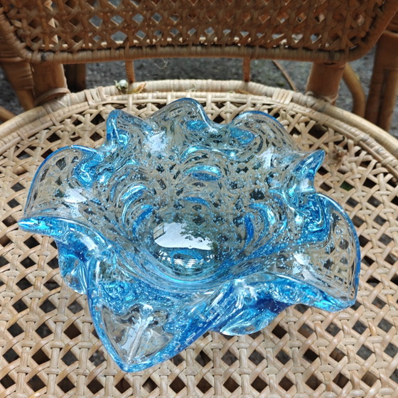 Image 1 of Aquablauwe Bullicante Murano schaal