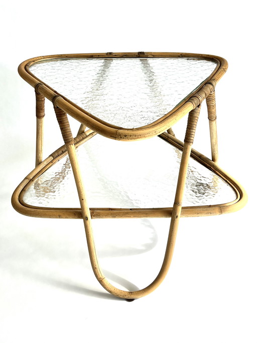 Vintage Rohé Noordwolde Rattan Side Table / Coffee Table