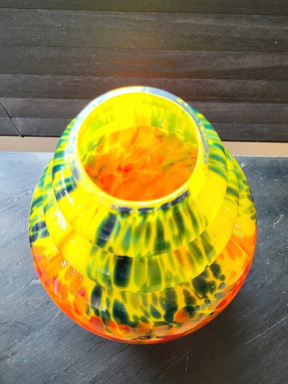 Image 1 of Jarrón Art Déco con salpicaduras de vidrio opalino, Verreries de Scailmont, Henri Heemskerk, Bélgica