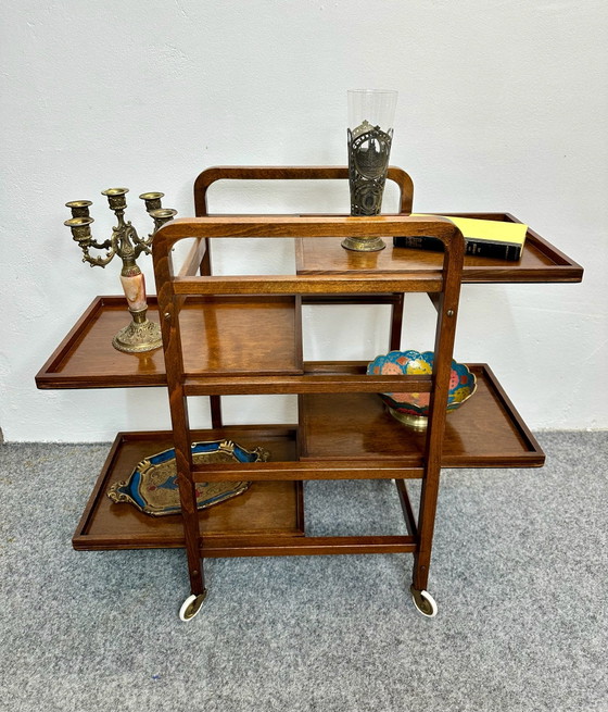 Vintage Bar Cart Thonet Style Bentwood 1930s, Brown (photo 2 of 9)