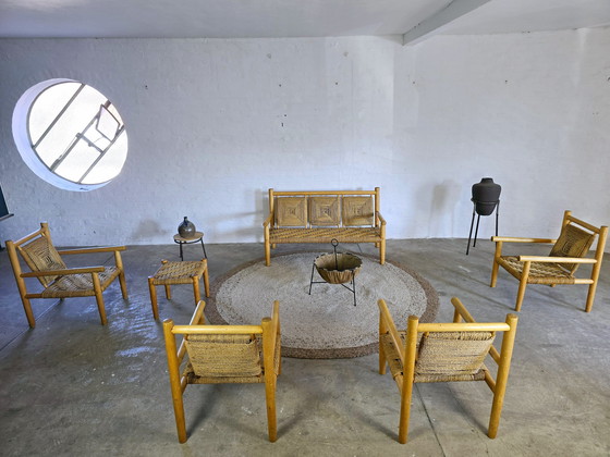 Image 1 of Boho Vintage Mid Century Sofa Set Stoelenset Zitgroep Jaren 60 70 Suite Banken