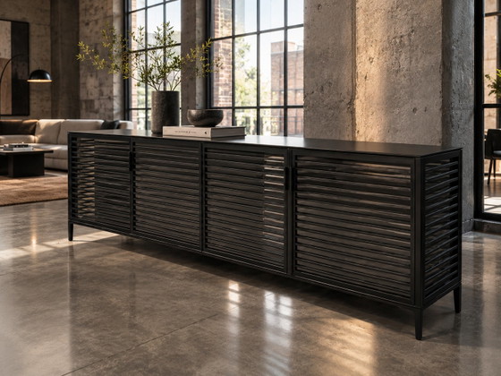 Rimadesio Alambra Low Sideboard 260cm Led Light Shelfs & Drawers – Dressoirs, Metal, Leather (photo 3 of 10)