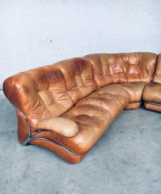 Image 1 of Midcentury Modern Italian Design 'COROLLA' Leather Sectional Sofa by I.P.E. Italy 1970's