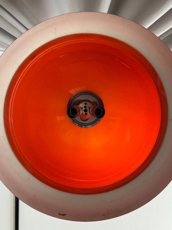 Vintage hanglamp uit 1973 in Space Age-stijl, oranje – chroom en acryl – Hanglampen, Plastic (photo 7 of 12)