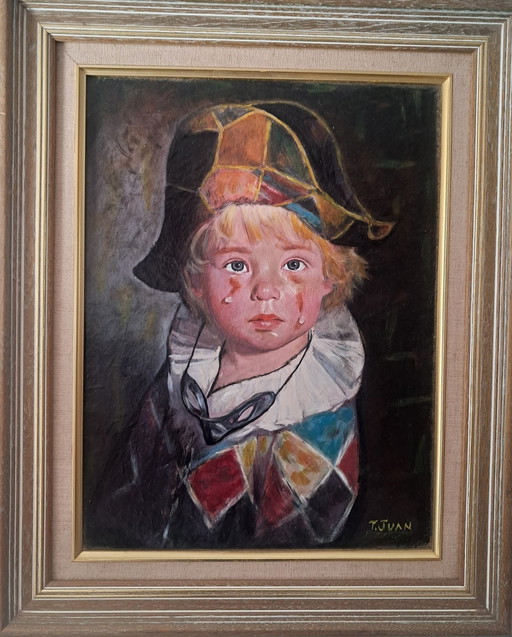 Artist painting - Juan T - Arlequin triste